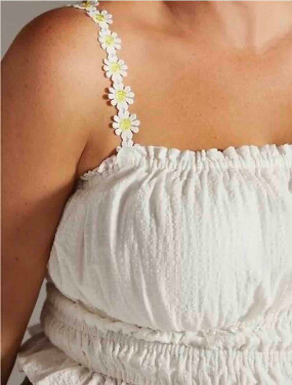 Mauve Anthropologie Daisey Floral Festival Boho Tank Top White Yellow Medium